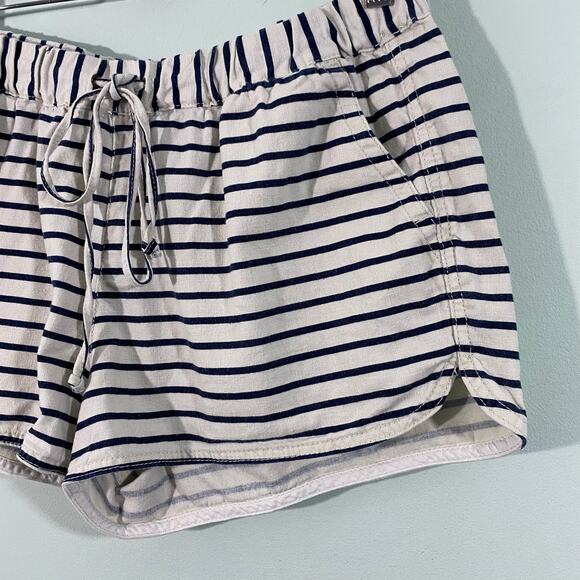 J Crew Women Navy & White Striped Linen Blend Pull On Shorts Size M - Picture 4 of 8